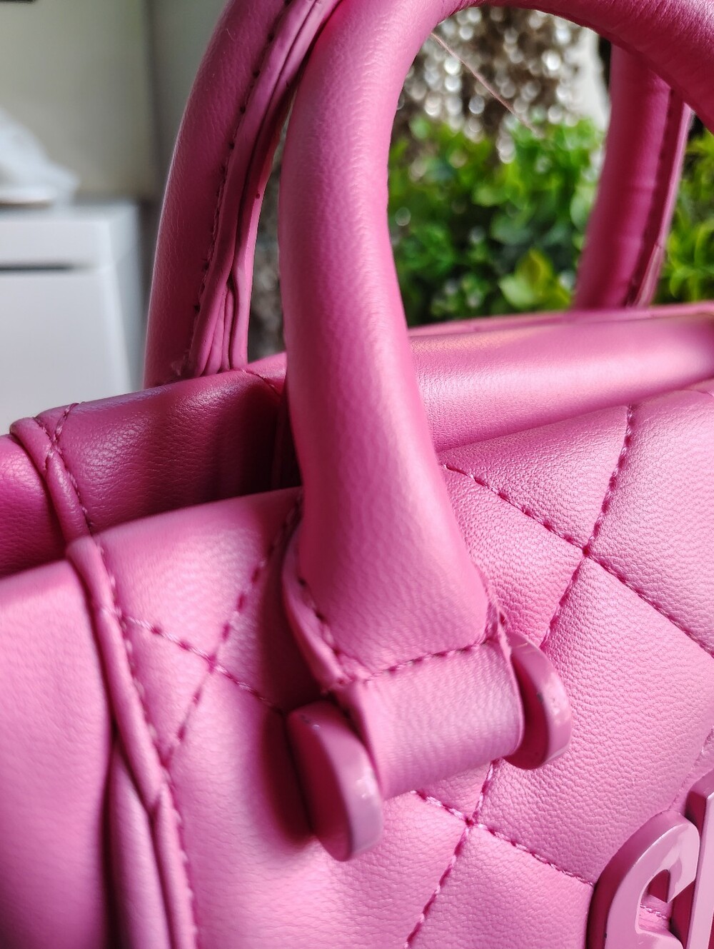 Steve Madden Pink Quilted Mini Tote Crossbody Bag Hot Pink - Picture 3 of 9